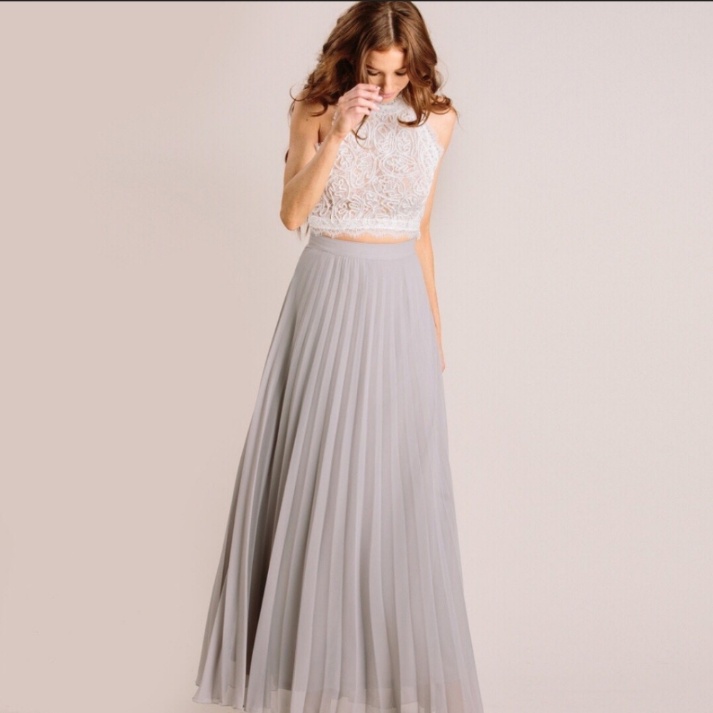 NWOT Carmen Marc Valvo Chiffon Pleated Midi/Maxi16